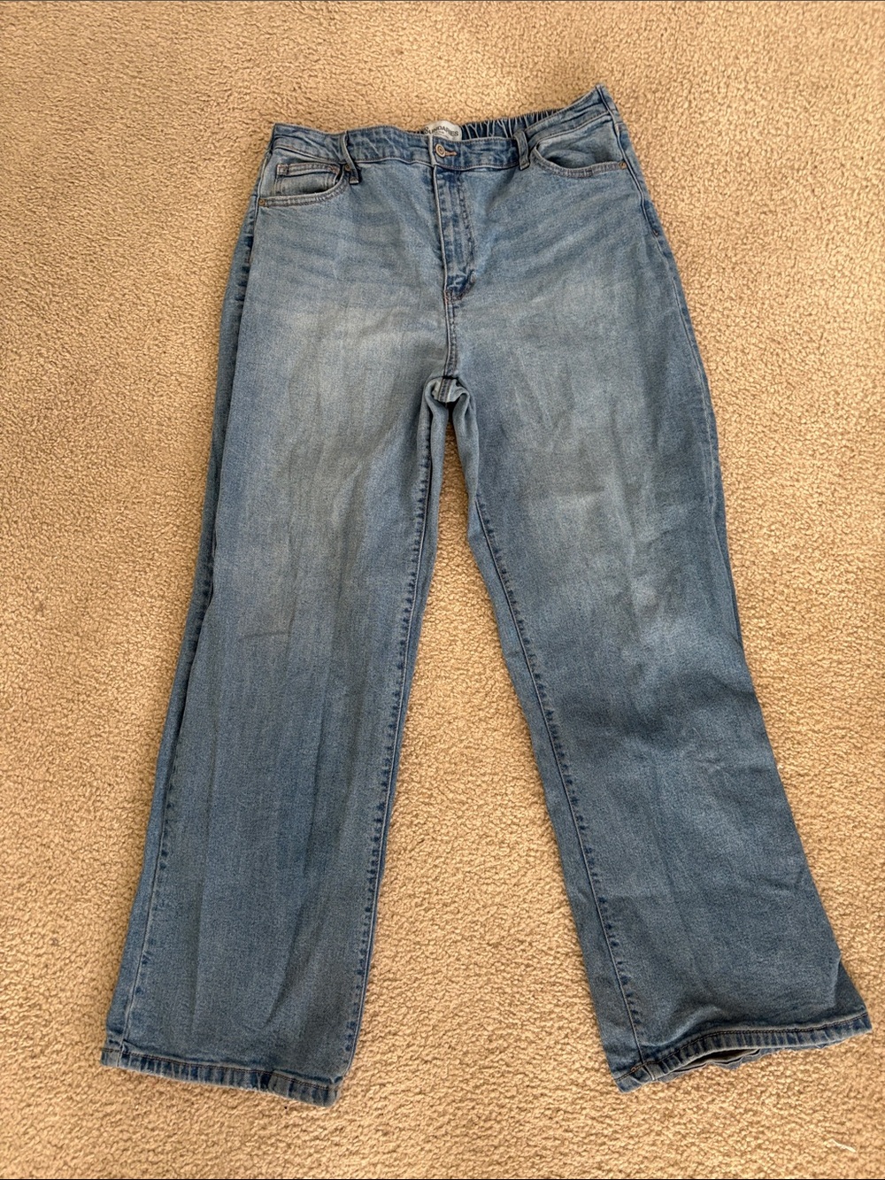 No Boundaries Women’s Blue Jeans XL 16-18  Baggy Wide Leg Elastic Band Pants